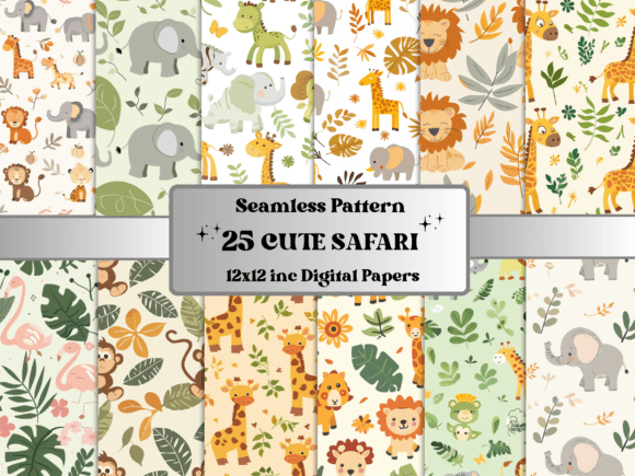 Download Seamless Cute Safari Baby Pattern Paper - Pattern Collection