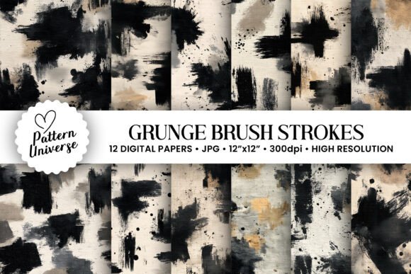 Download Grunge Brush Strokes Digital Papers - Digital Collection