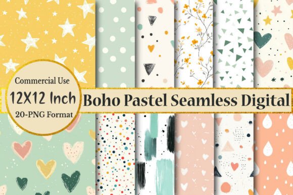 Download Boho Pastel Seamless Digital Paper - Digital Collection