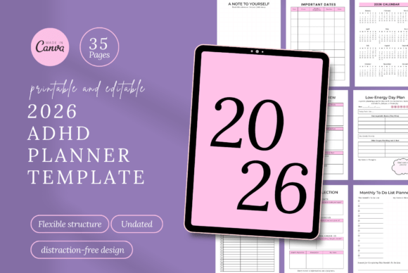 Download ADHD Digital Planner Canva Template - Digital Collection