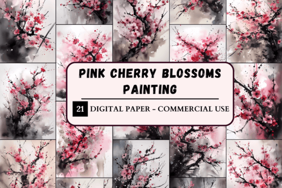 Download Pink Cherry Blossoms Digital Painting - Digital Collection