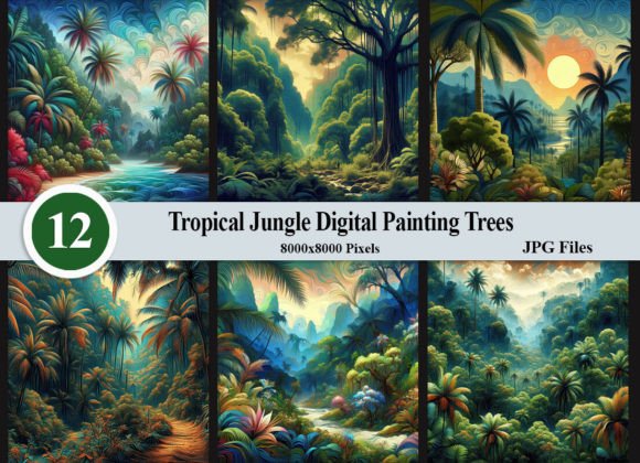 Download Tropical Jungle Digital Painting Trees - Digital Collection