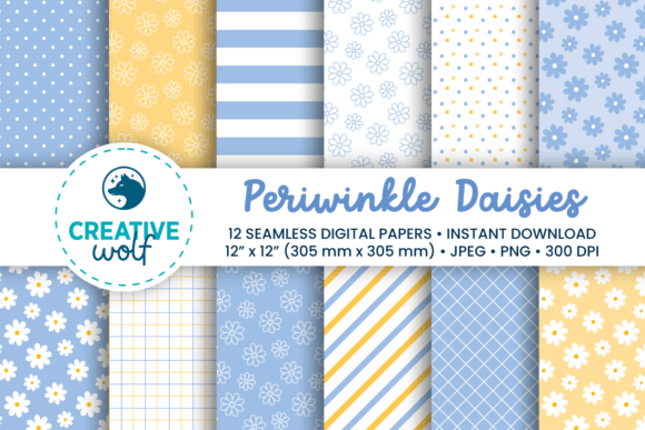 Download Periwinkle Daisies Digital Paper Set - Digital Collection