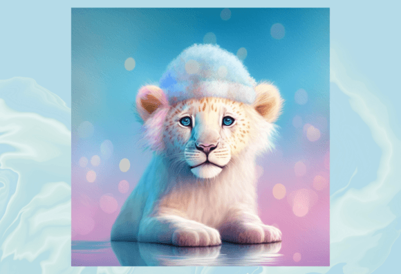 Download Cute White Lion Digital Illustration - Digital Collection
