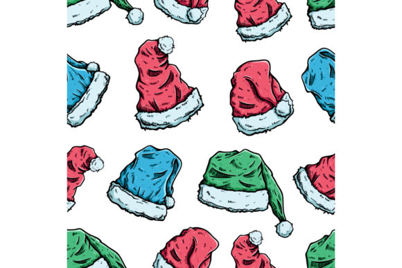 Download Hand Draw Christmas Hat Seamless Pattern - Pattern Collection