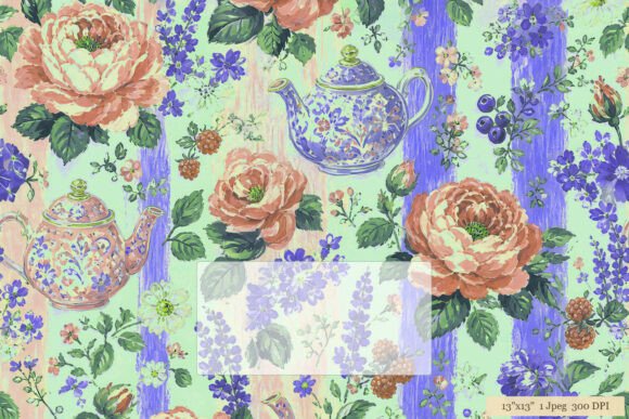 Download Vintage Rose Teapot Floral Pattern - Pattern Collection