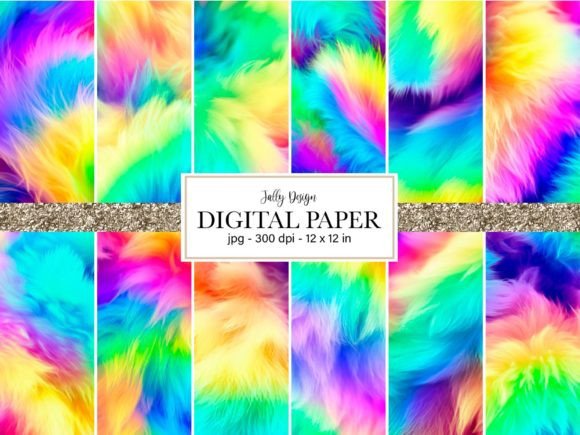 Download Vivid Rainbow Fluffy Fur Digital Paper - Digital Collection