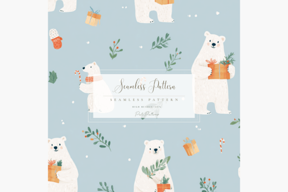 Download Cute Christmas Polar Bear Seamless Pattern PNG - Pattern Collection