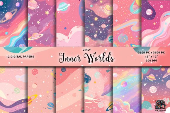 Download Pink Cosmos Girly Universe Digital Paper - Digital Collection
